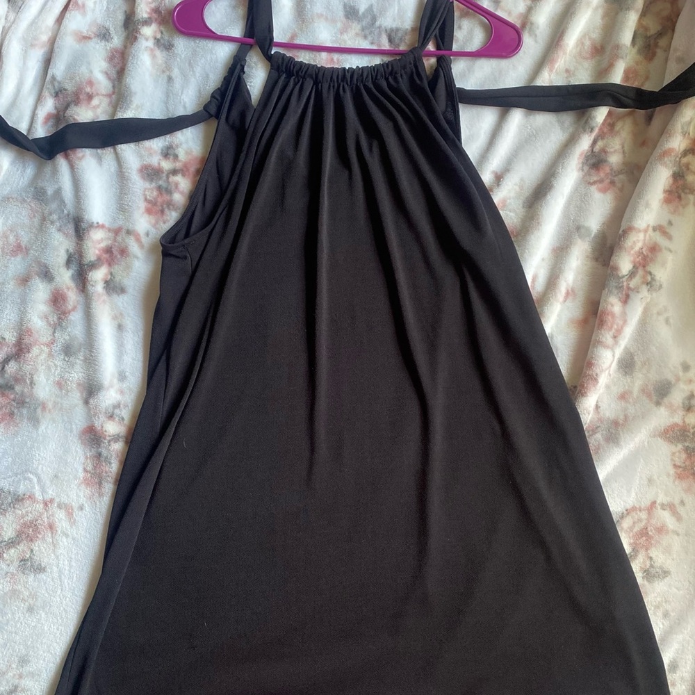 Green Envelope Black Midi Dress